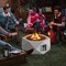 White Hexagon Terrazzo Fire Pit Table, 40,000 BTU and Stainless Steel Burner
